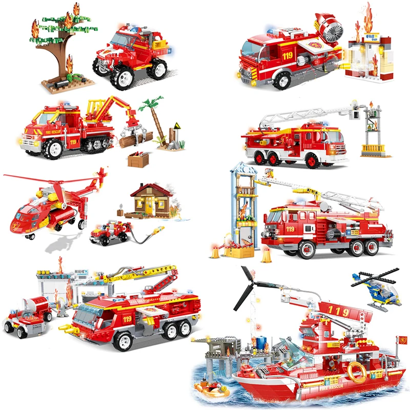 Пожарные серии город пожарный ДВИГАТЕЛЬ внедорожник лодка грузовой вертолет