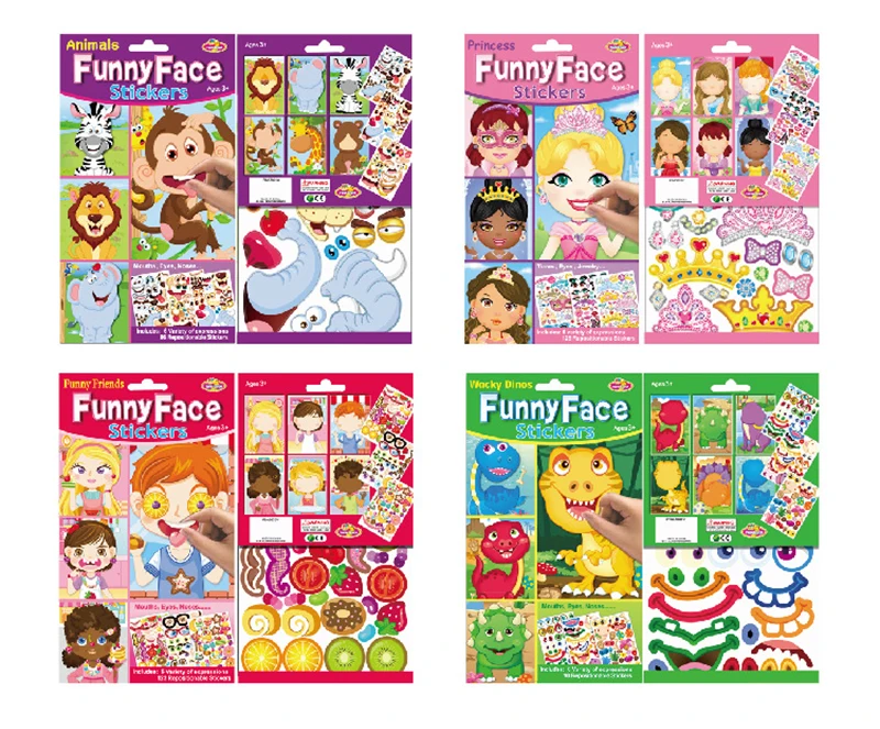 Детские наклейки пазлы сделай сам игры макияж а лицо принцесса животное динозавр