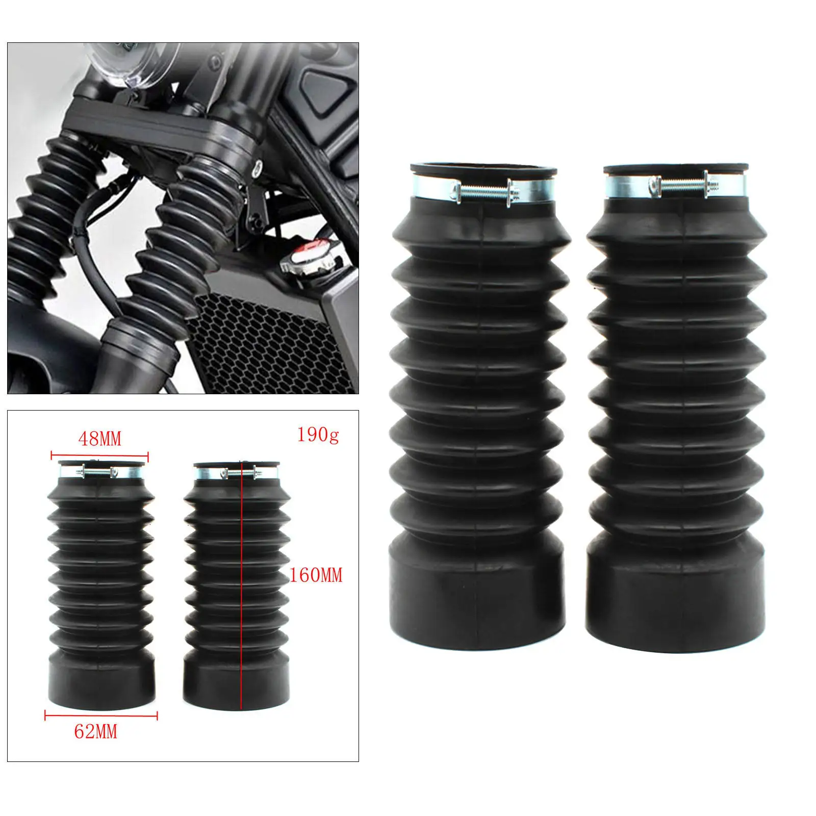 

Motorcycle Rubber Front Fork Cover Shock Absorber Gaiters Boots for Rebel