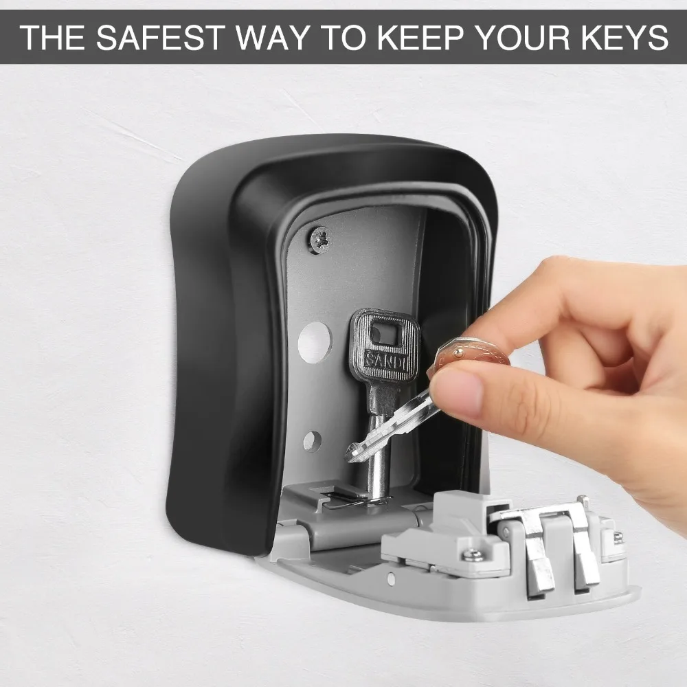 

Key Storage Lock Box, 4-Digit Combination Lock Box, Wall Mounted Lock Box, Resettable Code
