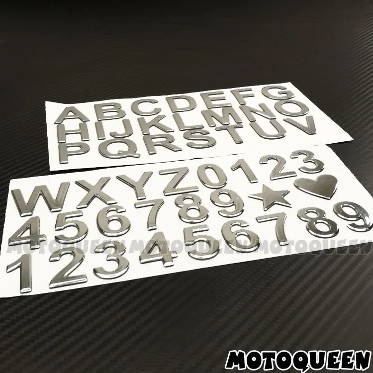 

47 шт. 3D наклейки на мотоцикл, наклейки с арабским номером, английская буква, цифровой значок «сделай сам», украшение, высота 28 мм, номер адреса