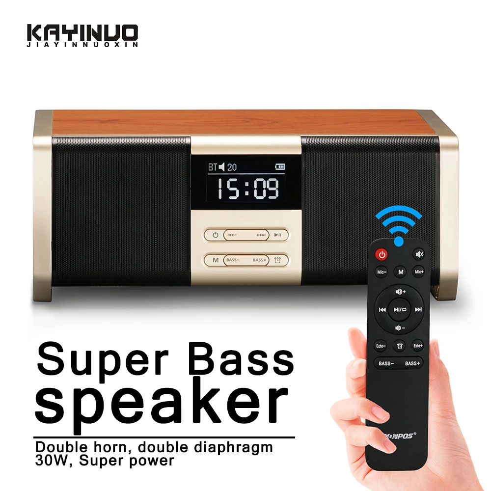3D стерео HiFi Беспроводная колонка KAYINUO супер бас деревянный Bluetooth динамик зарядное