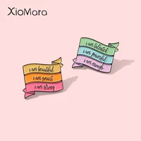 colorful banner enamel pin custom geometry sticky notes lapel clothes metal badge hat school bag jewelry brooches student friend