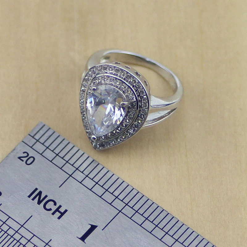 Модные Овальные Кристаллы с белым цирконием ювелирные наборы из стерлингового