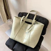 simple bolsa de gran capacidad mujer de moda de alta calidad textura de piedra bolso de mano estudiante de compras bolsa tote
