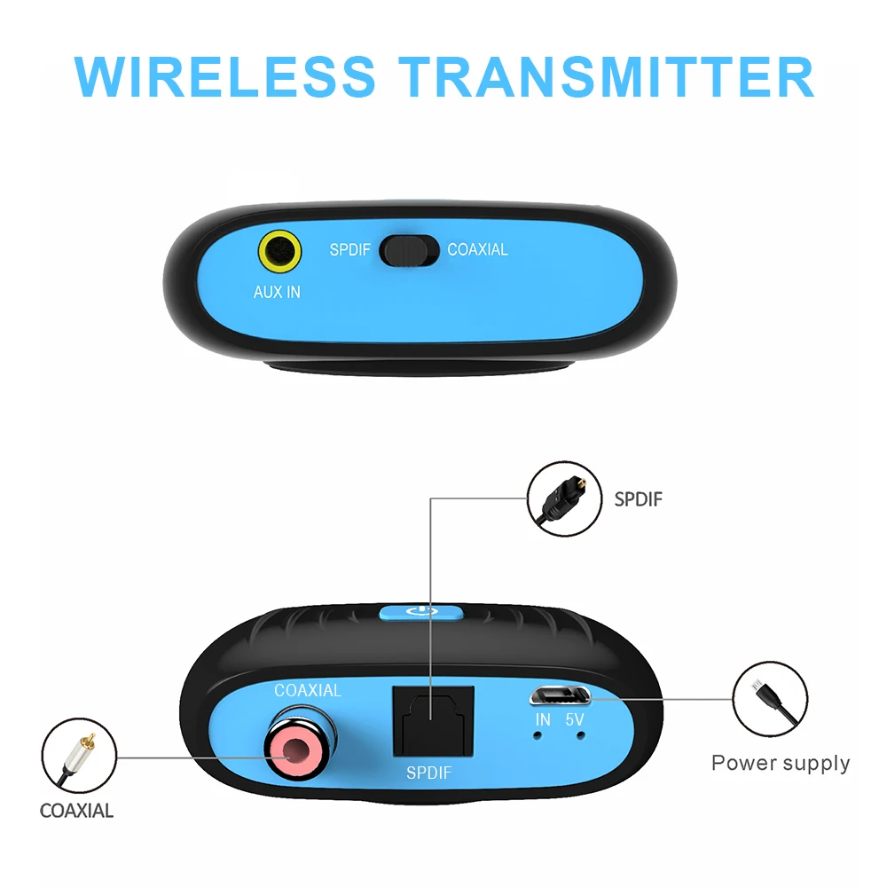 Двухканальный Bluetooth Aptx LL с низкой задержкой цифровой коаксиальный SPDIF Оптический