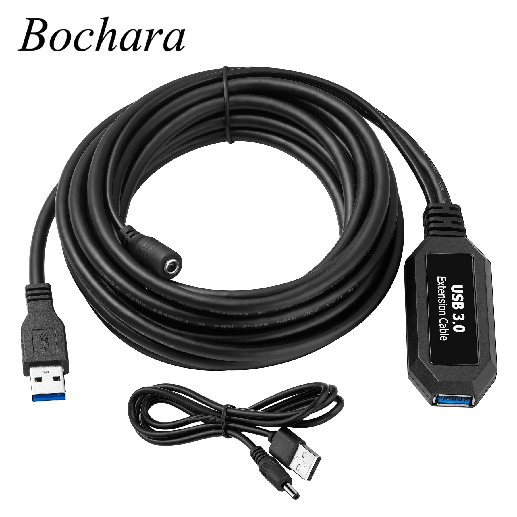 

Bochara Active Repeater USB 3.0 Extension Cable Built-in IC Chipset Male to Female M/F Foil+Braided Shielded Super Speed 5M 10M