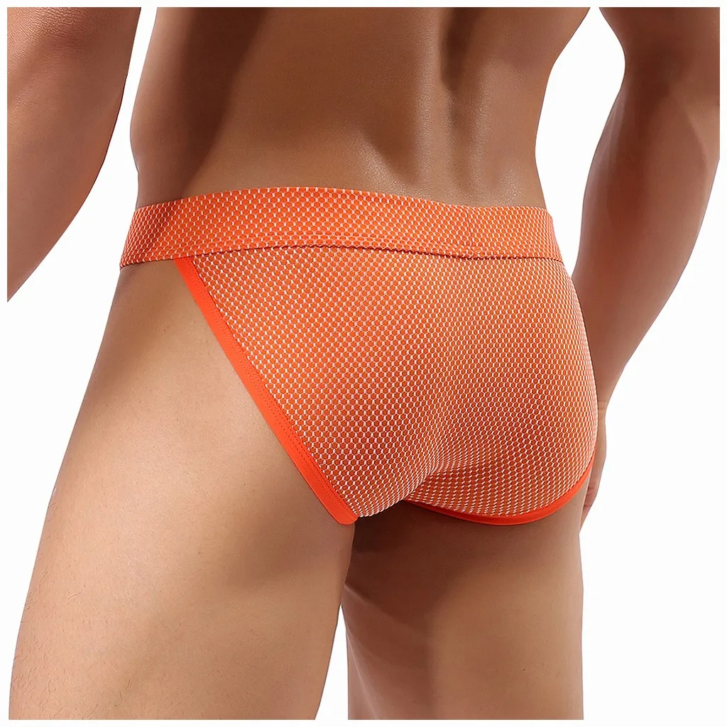 Breathable Designed Men's Underwear Mesh Briefs Slip Shorts Low Waist Gay Men Soft Knickers Short Sexy Male Panties |