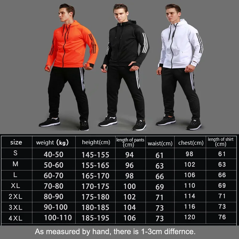 

Sports Set Fitness Sportswear Soccer Suit Hooded Long Sleeve Tracksuit Basketball Running Gym Training Sets Men Jacket + Pants