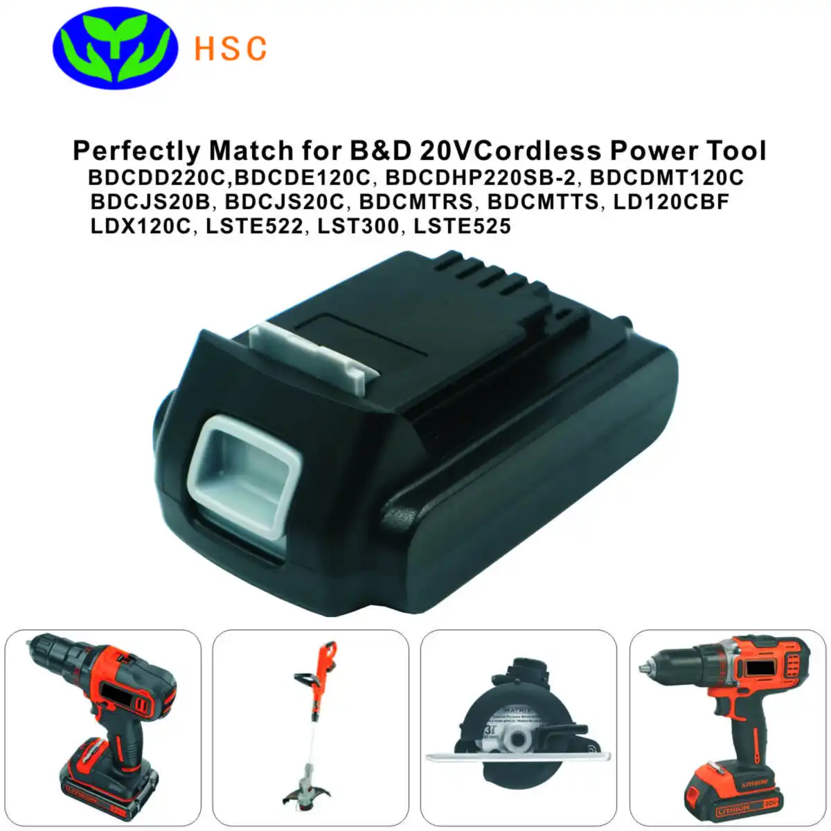 2.0Ah 18650 Батарея пакет BD20A Li Ion 20V Замена для BLACK&DECKER LB20 LBX20 LBXR|Комплекты батарей| |