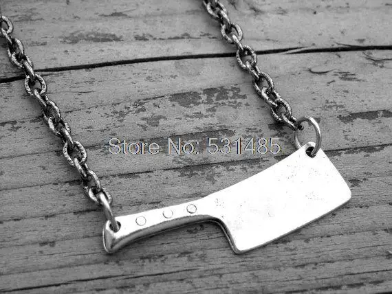 12 шт./лот серебряный нож мясника ожерелье топор готический ужас ювелирные