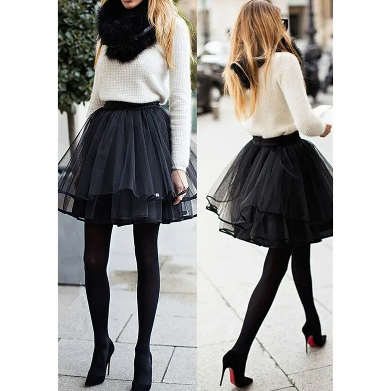 Fashion Women Black Tulle Skirt Layers Rockabilly Tutu Petticoat Ball Gown Ladies Casual A-Line Hot Sale | Женская одежда