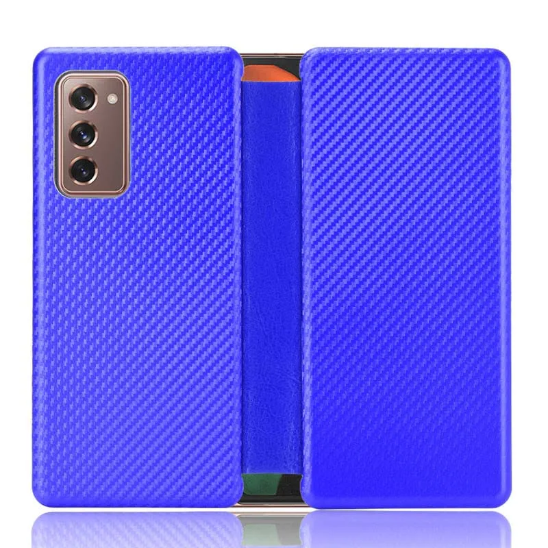

Luxury Carbon Fiber Leather Wallet Phone Case Hard Card Holder Cover For Samsung Galaxy Z Fold 2 5G Wallet Case KS0886