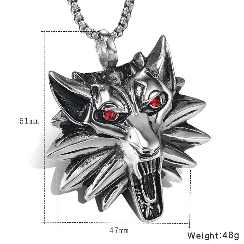 Длинное ожерелье из нержавеющей стали мужская красная глазая властная подвеска