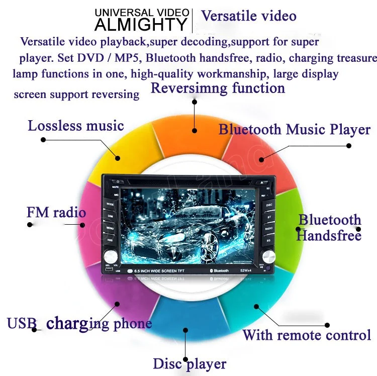 6 5 дюймовый 2 Din автомобильный DVD MP5 MP4 стерео плеер AM FM 7 языков Bluetooth Радио HD
