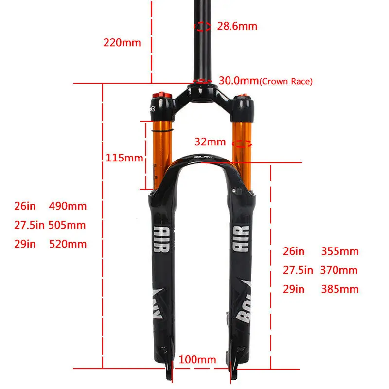 BOLANY MTB вилка велосипедная подвеска 26 &quot27 5" 29 "коническая/Прямая дисковая