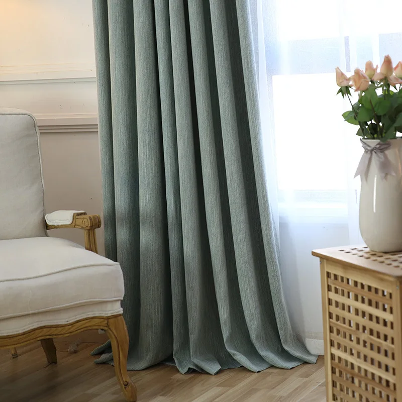 Льняная хлопковая Высокая затеняющая занавеска черная ткань однотонный оттенок