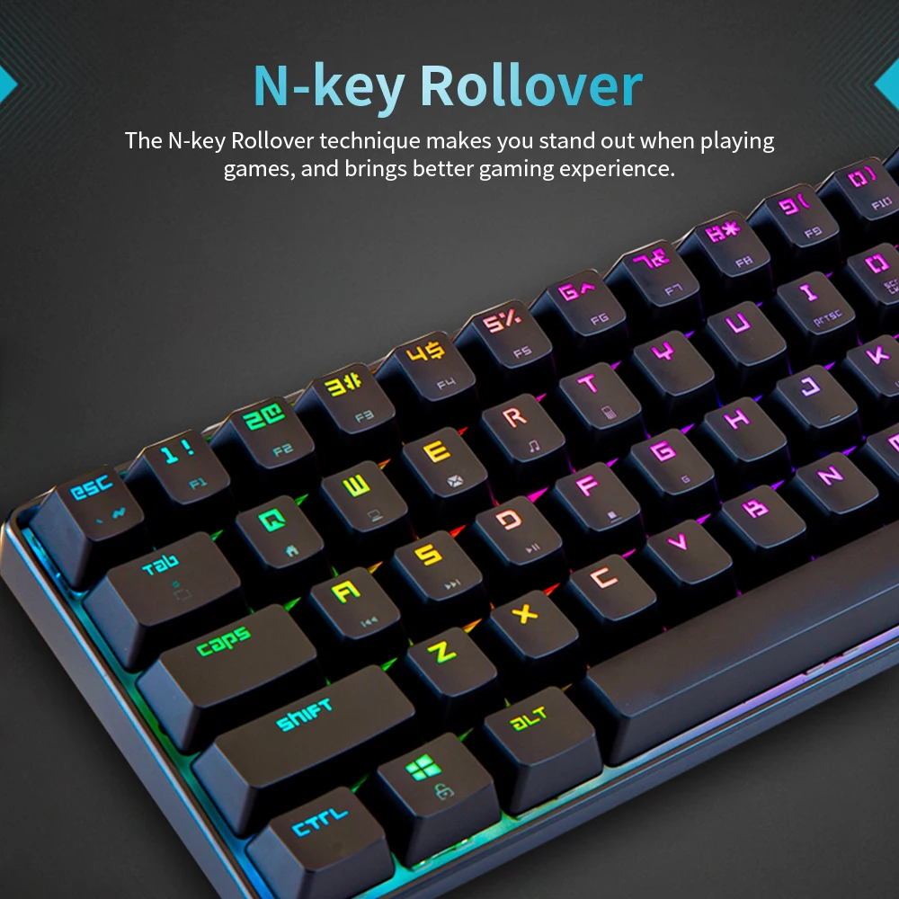 Игровая клавиатура Magic-Refiner MK14 RGB с подсветкой 68 клавиш металлическая панель