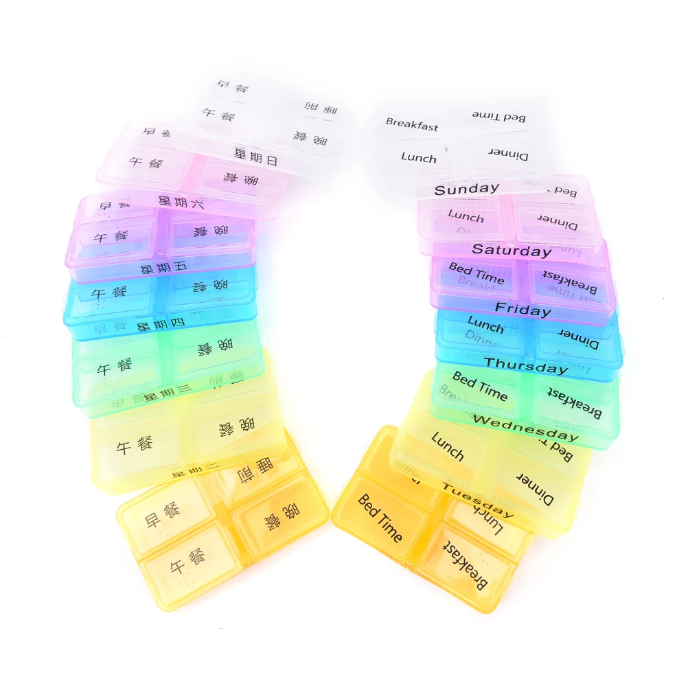 

28 Grids Weekly 7 Days Pill Case Medicine Storage Tablet Pill Box Lids Medicine Organizer Pill Case Splitters Storage Dispenser