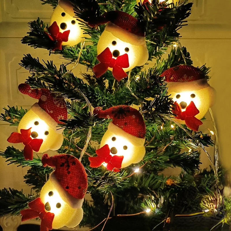 

10 LED Christmas Lights Plush Snowman String Christmas Tree Decor Fairy Lights Cristmas Decoration 2022 украшения на новый год