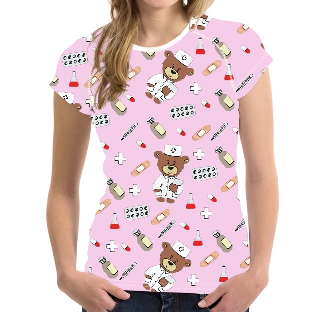 FORUDESIGNS/женская футболка с мультипликационным принтом для медсестры нижнее белье