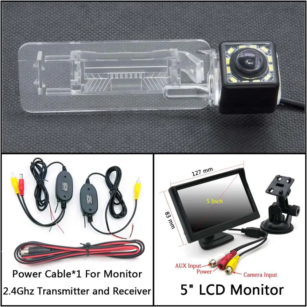 C Wireless 5inch LCD 12 Светодиодный фонарь Автомобильная камера заднего вида для Smart Fortwo 451 Four/Smart ED автомобильная парковочная Водонепроницаемая резервная камера ночного видения - Название цвета: C Wireless 5inch LCD