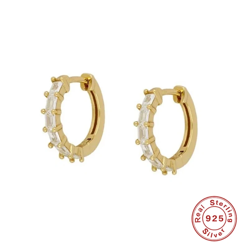 

AIDE Real 925 Sterling Silver Earring Sparkling Rainbow Crystal Hoop Earrings For Women Girl Piercing Pendientes Gifts brincos