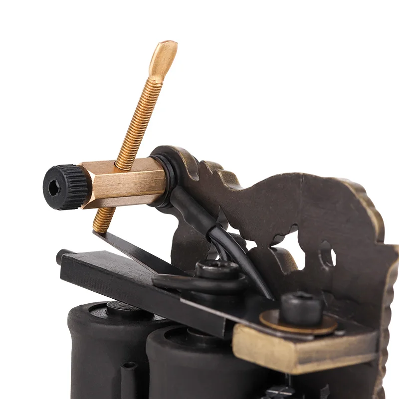 Cheap-Tattoo-Machines gun leaf copper Handmade Tattoo Machines Gun 10 Wrap Coils Cast Iron Machine For Liner/Shader | Красота и