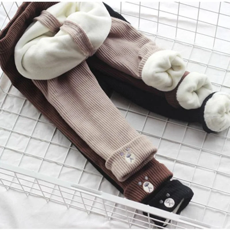 Осень зима 2020 флисовые теплые штаны для девочек милые брюки маленьких