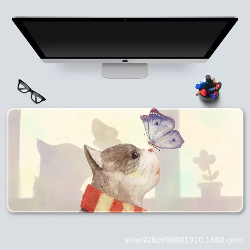 

Cute Girl Large Mouse Pad Locking Game Office Computer Notebook Keyboard Pad
