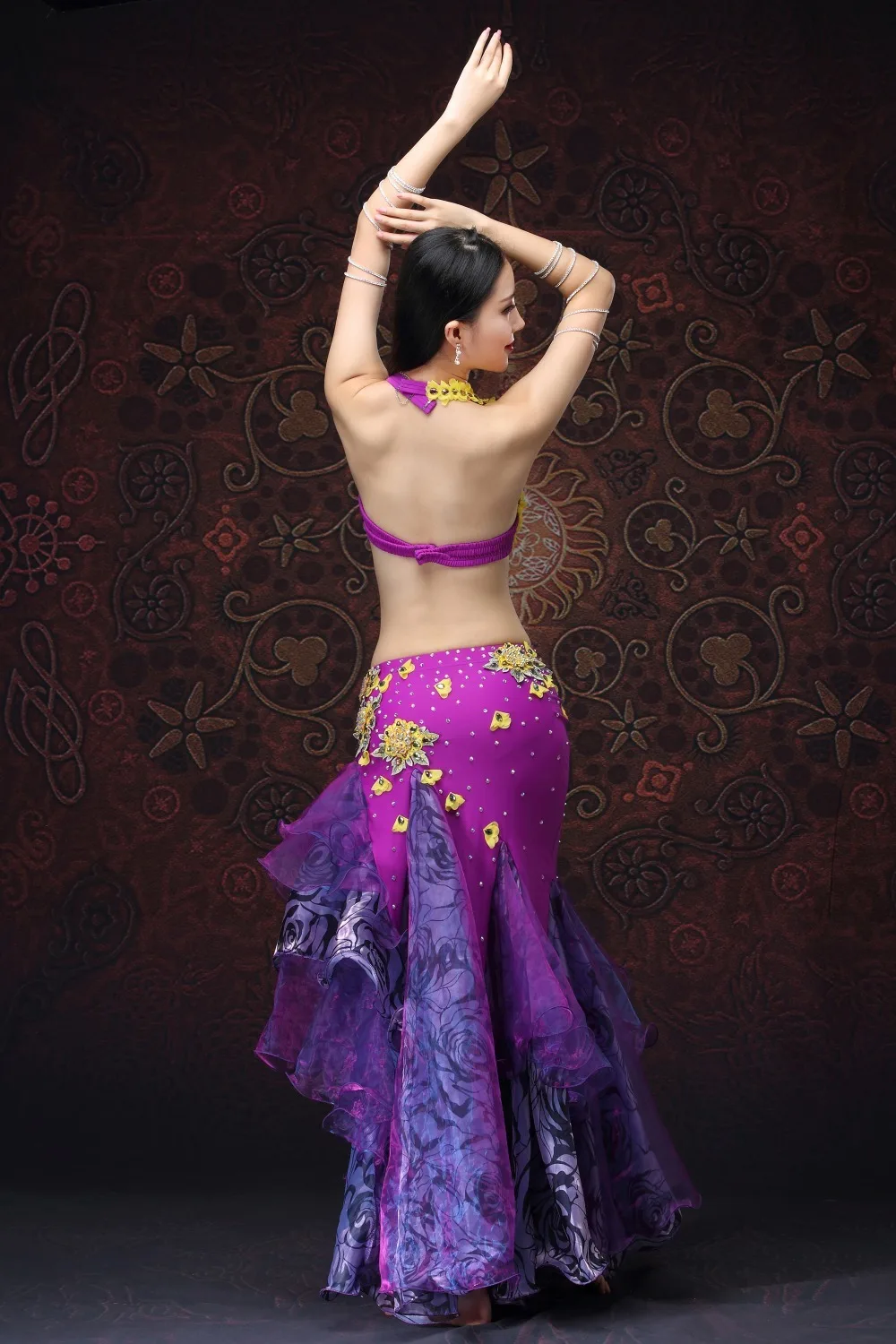 Belly Dancing Clothes Performance Women Dancewear for Oriental Dance Outfits Belly Dance Beaded Costume 2pcs/set Bra and Skirt