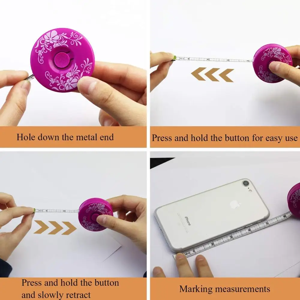 Body Measuring Ruler Retractable Tape Measure Sewing Tailor Fabric Soft Rulers Printed Pattern Tools 150cm/60inch | Дом и сад