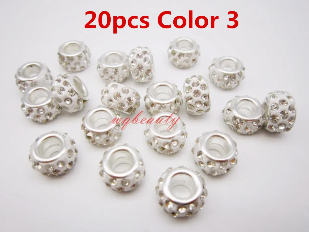 20pcs Color 3 20 шт./упак. разные цвета Стразы, подвязанные лентой, с объемной волной, дредлоки, для увеличения объема, бусины кольца трубки для волос Средства для укладки волос - Цвет: 20pcs Color 3