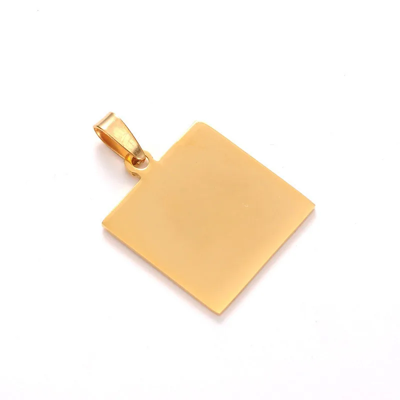 Серебряный/Золотой квадратный кулон из нержавеющей стали без рисунка для