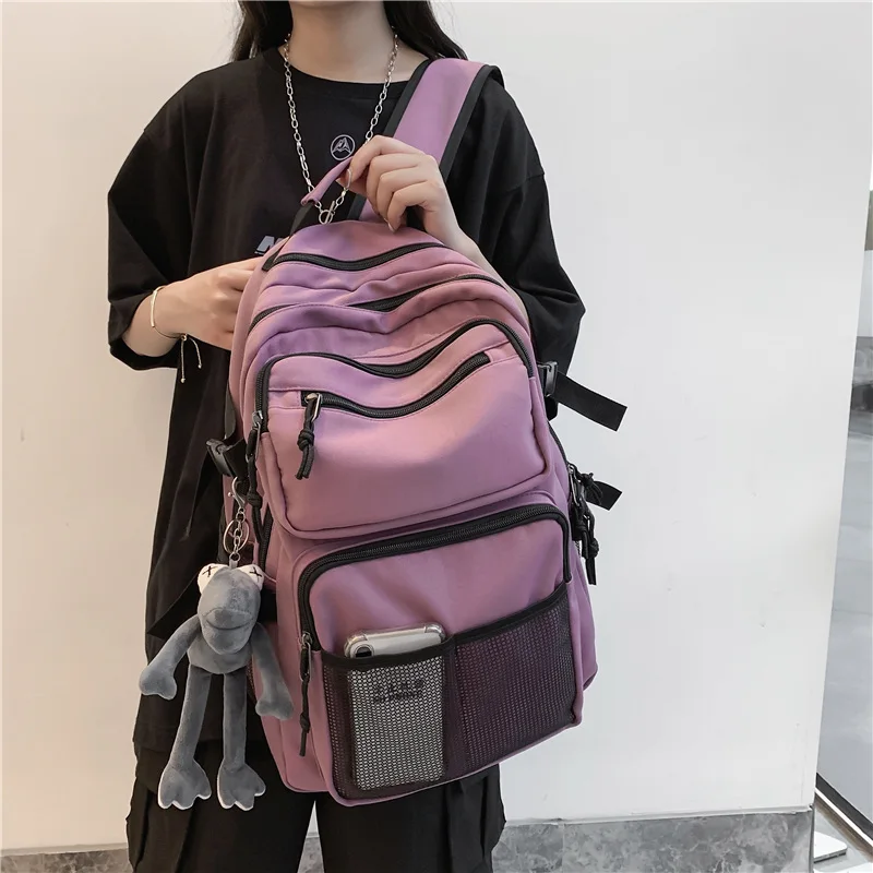 Tiptoegirls Mesh Pockets Nylon Travel Backpack Fashion Lady Laptop Bag College Schoolbag Frog Pendant Leisure | Багаж и сумки