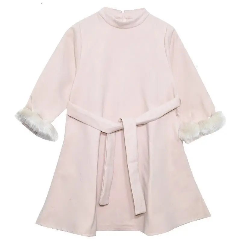 Женское Короткое шерстяное платье с бантом на поясе теплые вечерние платья