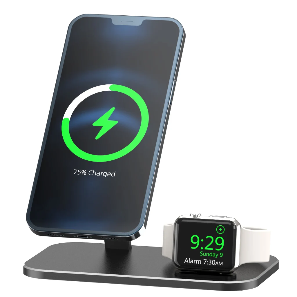 

2 in 1 Magnetic Wireless Charger Stand For iPhone 12Mini 12 Pro Max Apple iWatch Magnet Wireless Fast Charging Stand Desk Holder