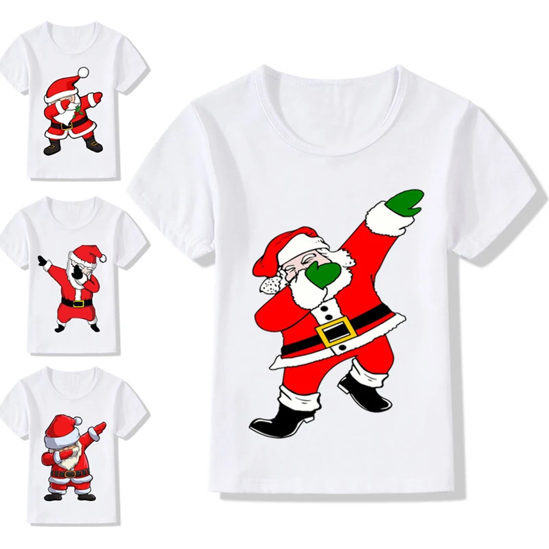 Детская футболка с короткими рукавами и круглым воротником Санта Клаусом топ
