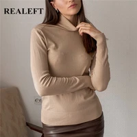 realeft 2021 new knitting pullovers women turtleneck slim sweater autumn winter bottoming long sleeve minimalism female sweaters