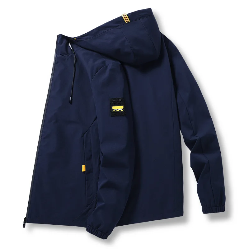 

Casual Hooded Jacket Men Plus Size M-4XL Spring Autumn Thin Windbreaker Mens Jackets Solid Color Korean Fashion Outwear Coat Men