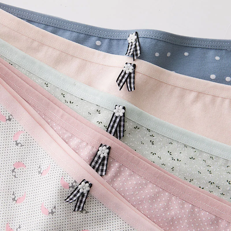 2021 хлопковые трусы 4 шт. подростковые плавки с принтом платья в горошек для