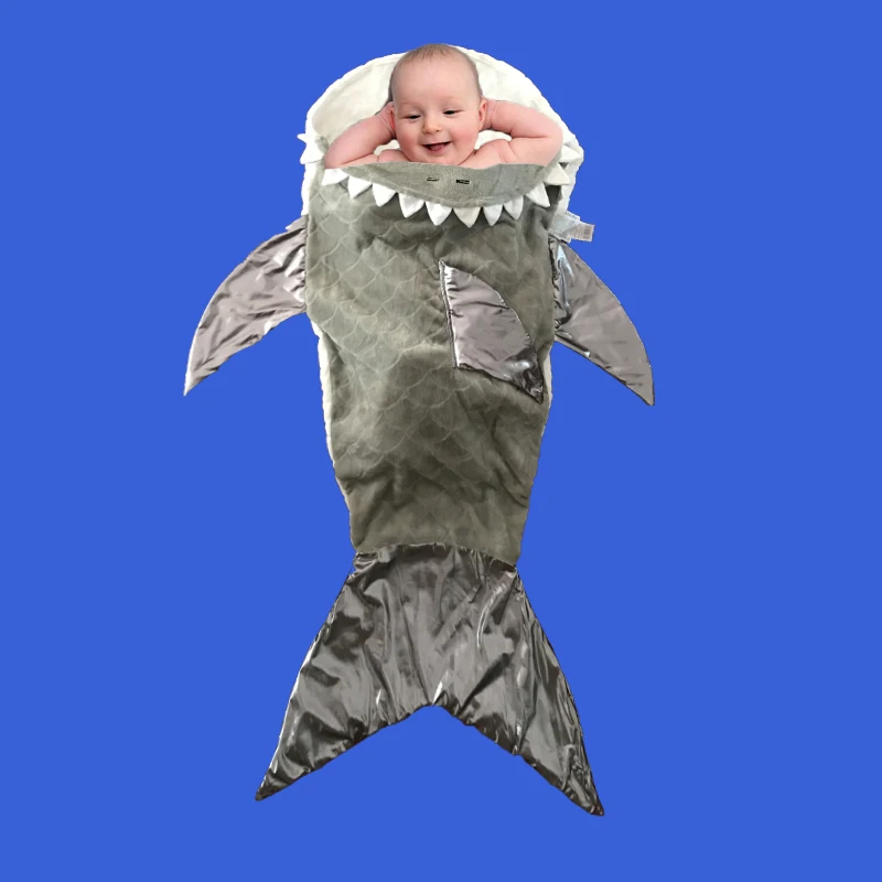 Милый Акулий хвост спальный мешок мягкое Флисовое одеяло тонких листов Kawai