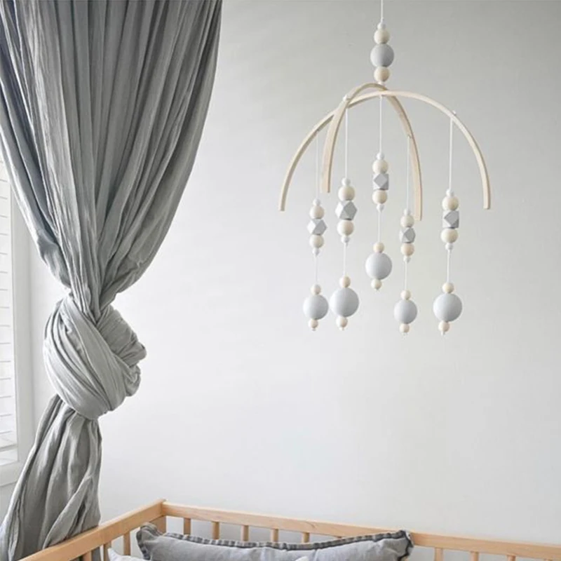 Nursery Room Decor Nordic Felt Ball Bed Mobile Hanging Decor Kids Play Room Tent Canopy Baby Girl Bedroom Mobile Nursery Decor
