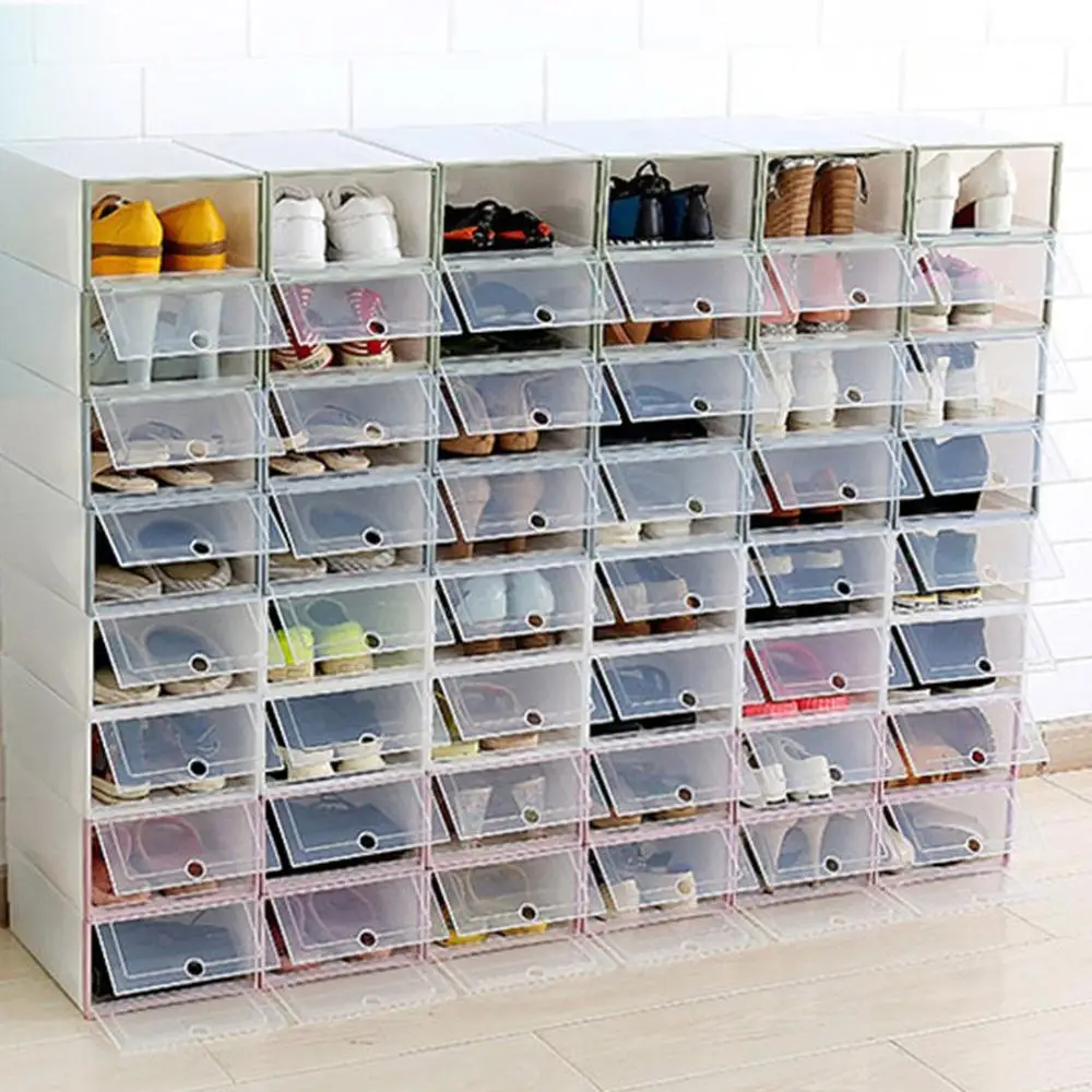 

Flip Shoes Box Thickened Transparent Drawer Case Plastic es Stackable Organizer box Storage Rack