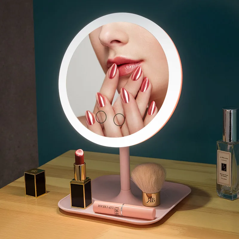 Круглое зеркало для макияжа с светодиодный подсветкой сенсорным экраном