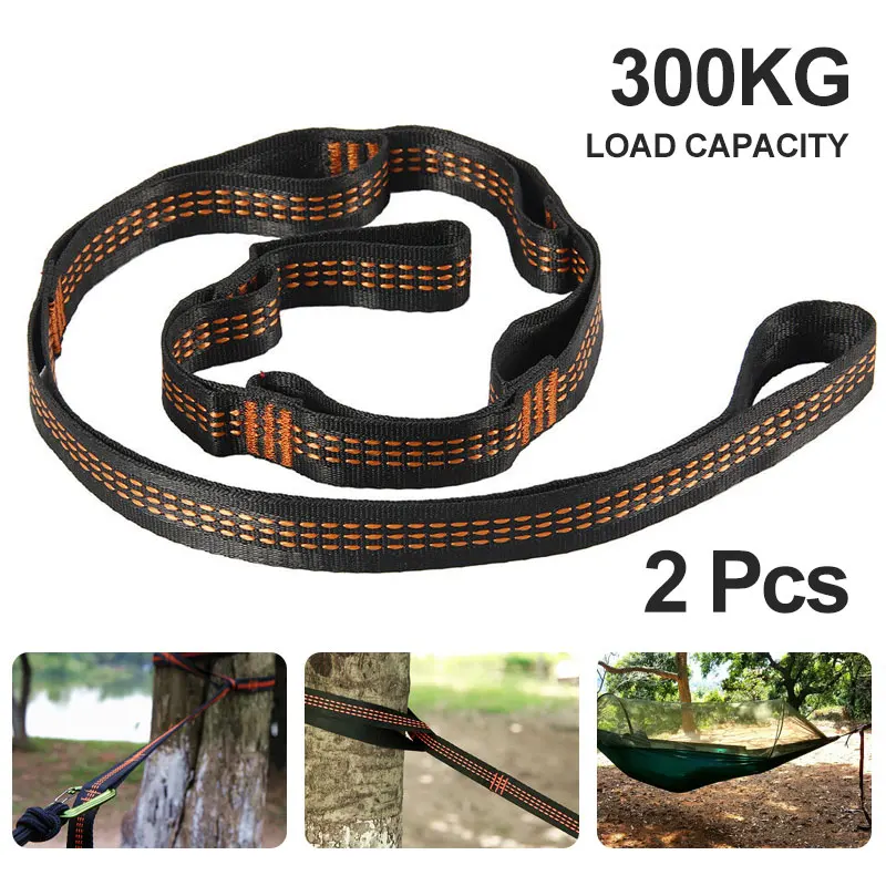 

2 Pcs/Set Hammock Straps 5 Ring High Load-Bearing Barbed Black Portable Outdoor Hammock Straps 300KG Load-Bearing Camping Tool
