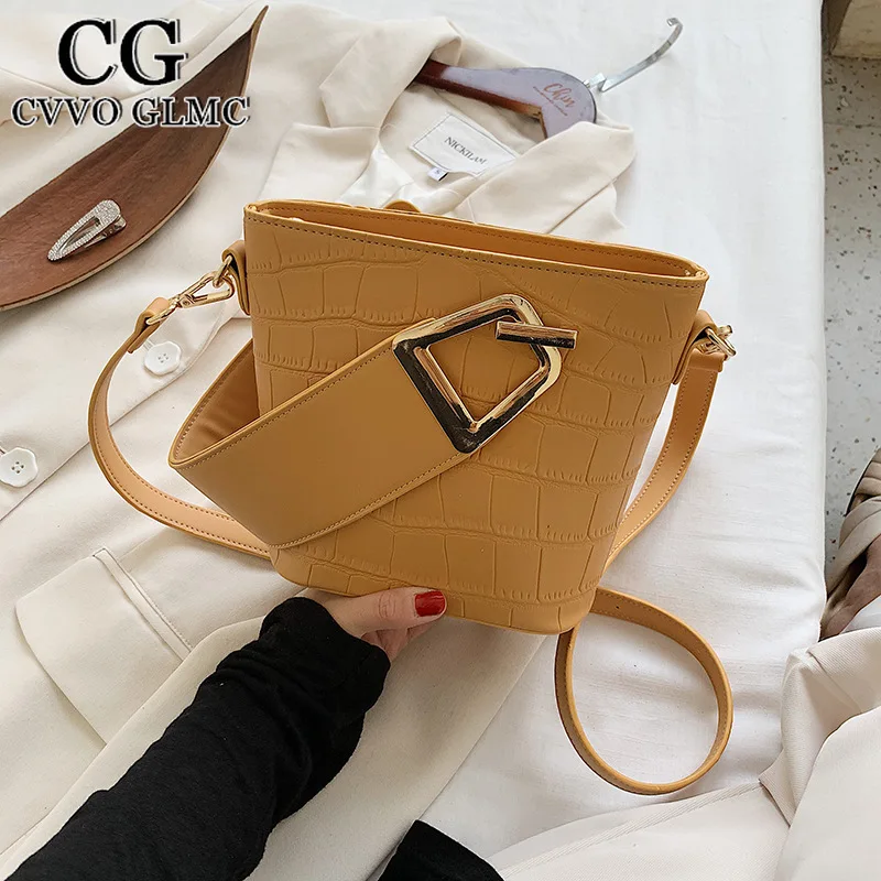 

Cvvo Glmc Stone Pattern PU Leather Small Bucket Bags for Women 2020 Branded Shoulder Handbags Trend Fashion Travel Crossbody