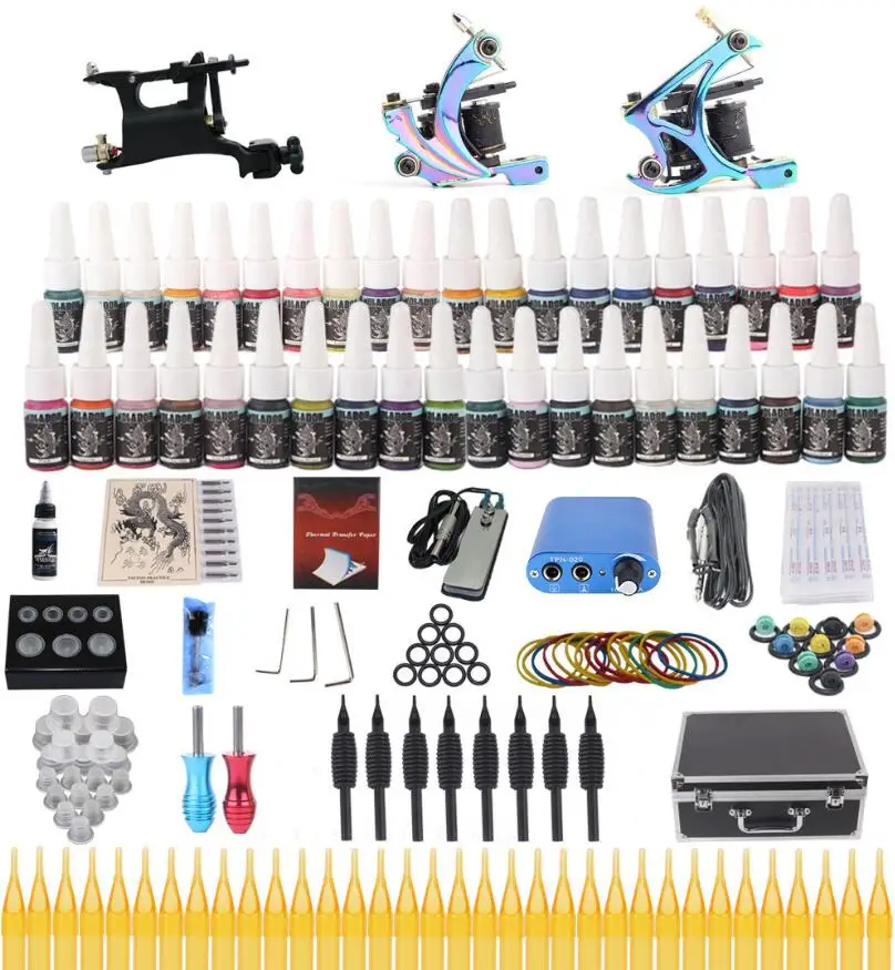 Профессиональный Полный роскошный комплект татуировок машина 3 шт. лайнер +