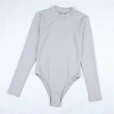 

New Fashion Sexy Women's O Neck Black Slim Bodysuit Jumpsuit Long Sleeve Stretch Bodysuits Leotard S-XL