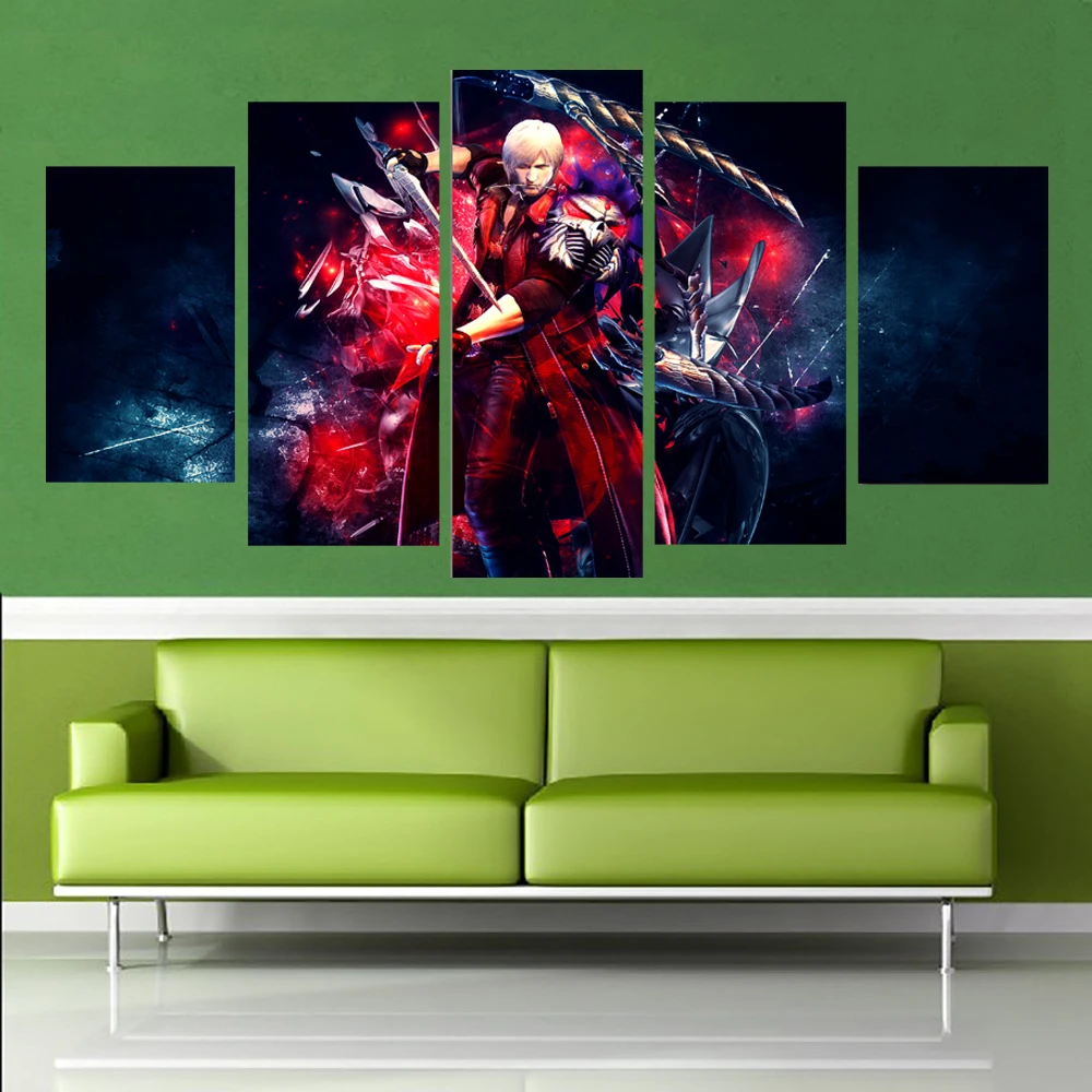

5 Panel Canvas Art Wall Decor Figure Pianting Man With White Hair Poster Nordic Decoration Home Framework Bedroom Pictures